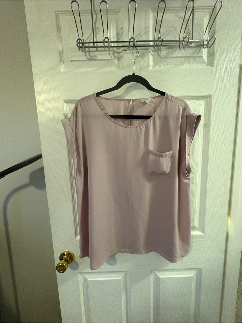 LOFT Mauve Cap-Sleeve Pocket Blouse
